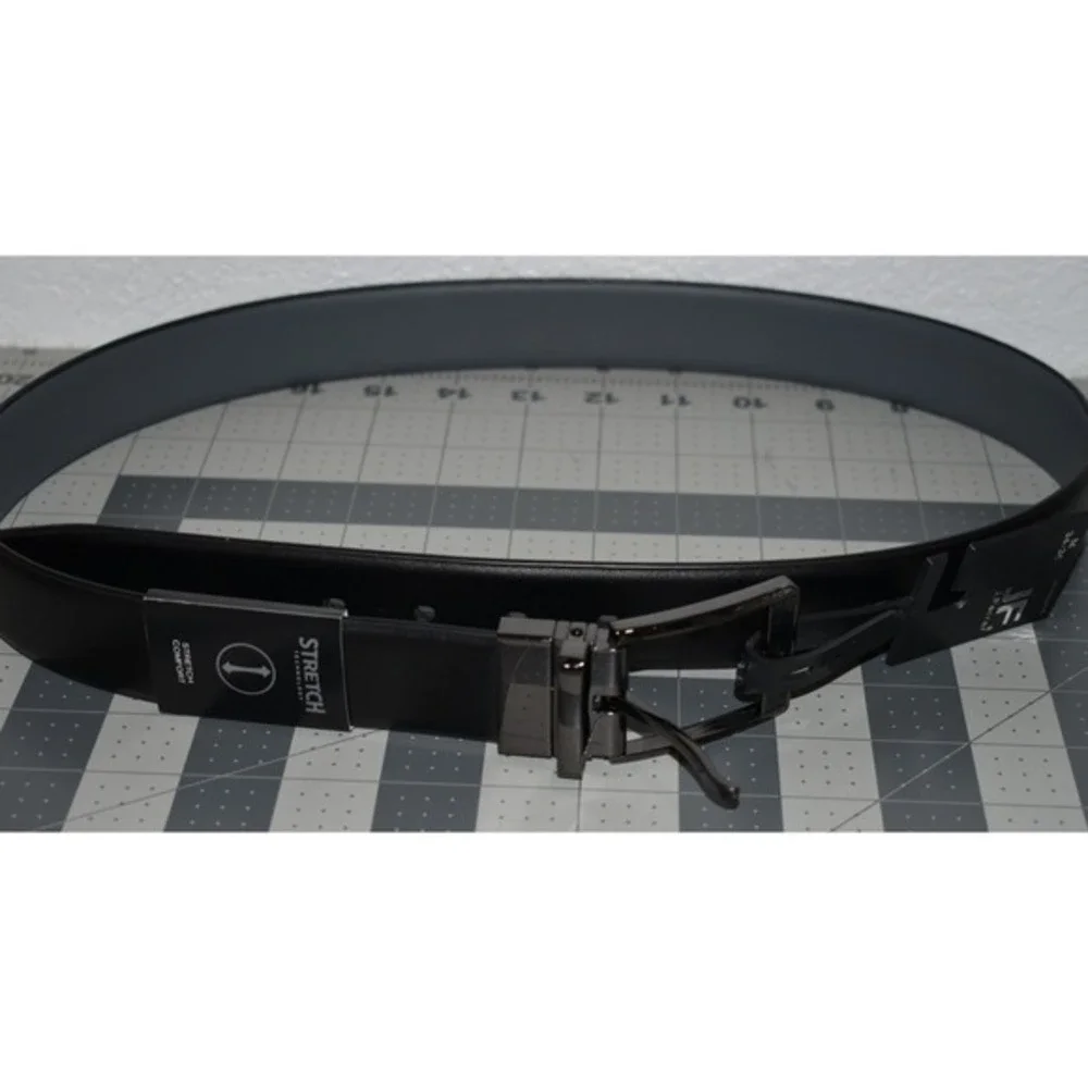 J.Ferrar Mens Reversible Belt Black Grey Stretch Comfort Size M 34-36‎ NEW w/tag